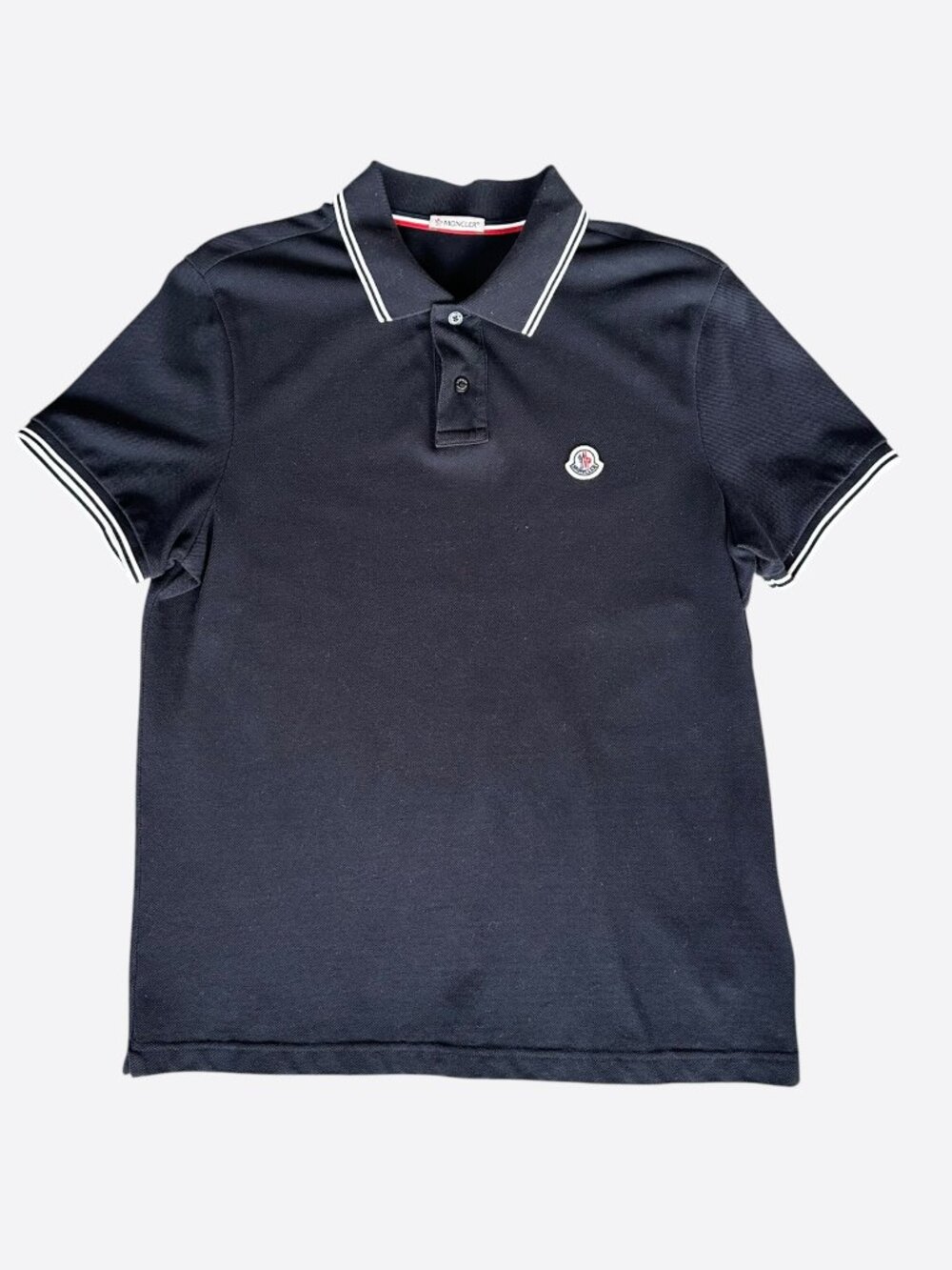 Moncler Navy & White Logo Patch Polo T-Shirt